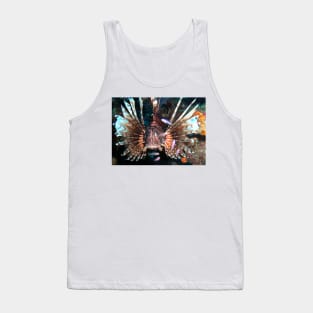 Caribbean Lion Fish guarding the Coral Reef Tank Top